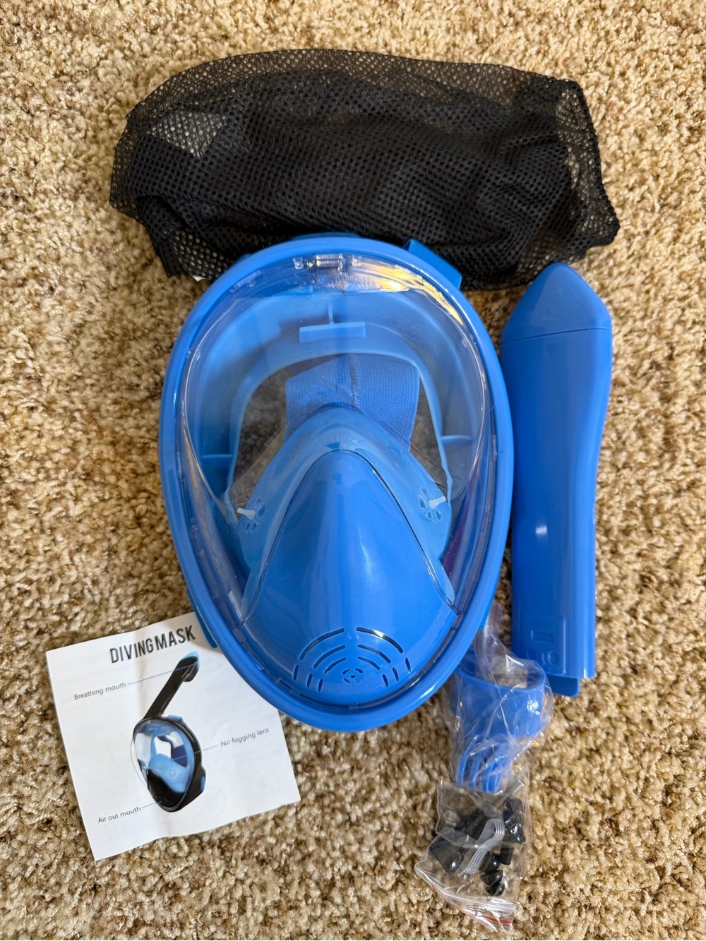 Kids Snorkel Mask Full Face Set w/Camera Mount 180 Deg Panoramic View Ages 2-10